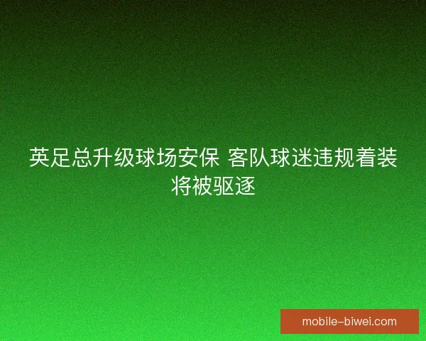 英足总升级球场安保 客队球迷违规着装将被驱逐